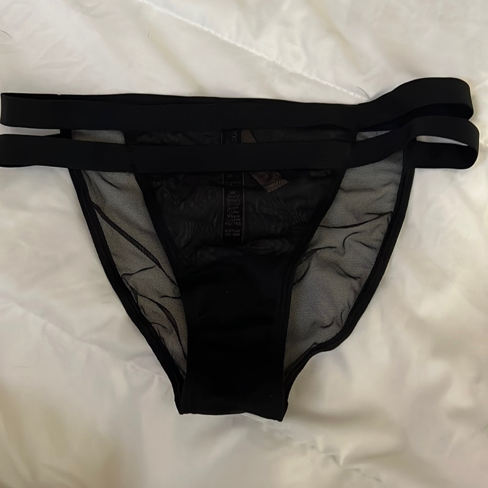 NWT Victoria Secret black mesh panty